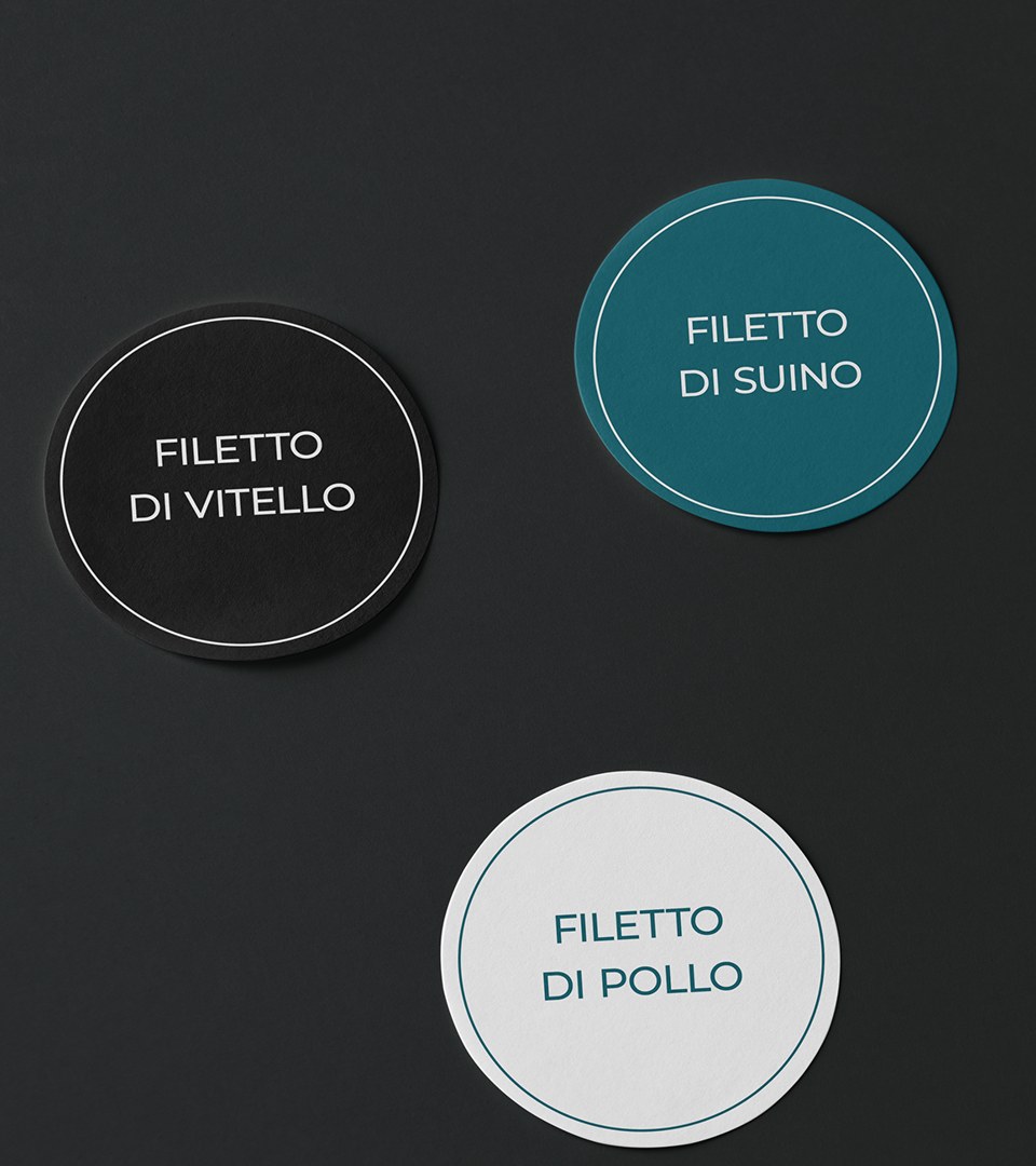 Sottobicchieri rotondi per filetto di vitello, suino e pollo